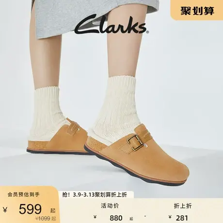 Clarks其乐女鞋勃肯鞋春秋潮人穆勒鞋时尚舒适加绒懒人鞋拖鞋女图片