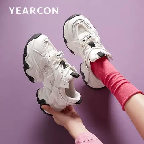 意尔康老爹鞋女款2025新款真皮显脚小增高休闲厚底鞋今年流行鞋子图片