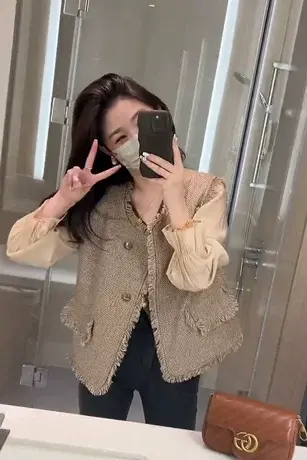 欧洲站2023秋冬新款百搭洋气复古名媛风宽松显瘦流苏小香风马甲女商品大图