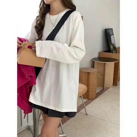 2023春秋冬季新款加绒德绒内搭白色打底衫上衣叠穿卫衣长袖T恤女商品大图