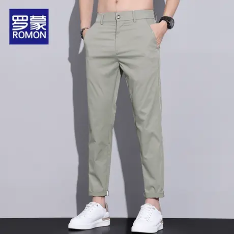罗蒙冰丝休闲裤子男款夏季直筒修身男裤潮流超薄款男士休闲九分裤商品大图