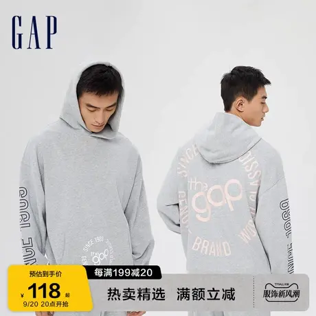 Gap男女装LOGO法式圈织软连帽套头宽松运动卫衣809005 情侣装上衣商品大图