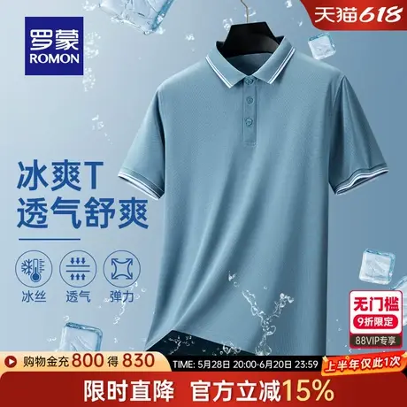 罗蒙男士短袖POLO衫2025夏季薄款商务翻领工装休闲百搭纯色T恤男商品大图