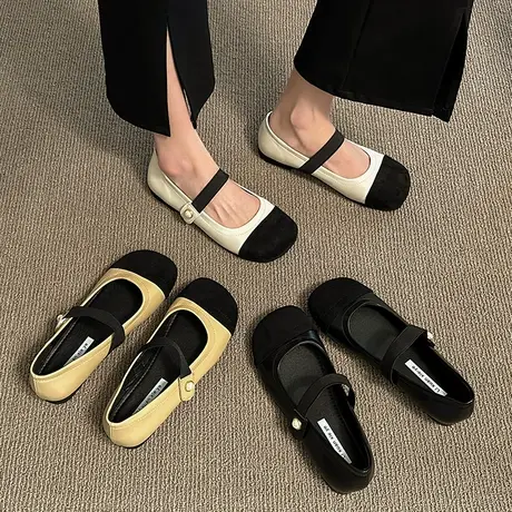 单鞋女小香风平底鞋2023新款春秋玛丽珍女鞋方头瓢鞋晚晚风温柔鞋图片