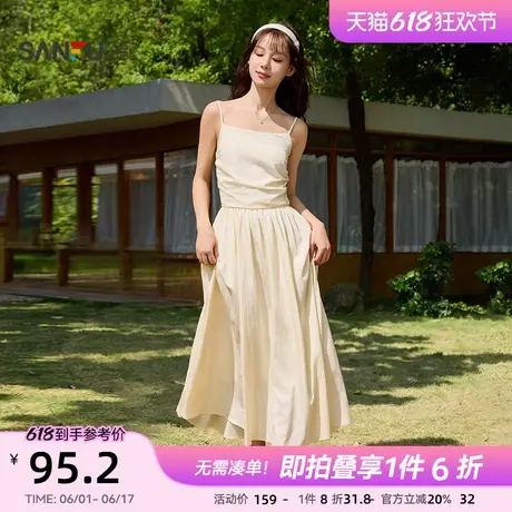 三福连衣裙女2025新款夏季高级感气质收腰内搭抹胸吊带长裙子女装图片