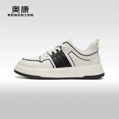 【门店发货】Aokang奥康秋季新款时尚休闲板鞋拼接耐磨单鞋商品大图