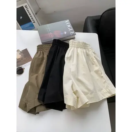 阔腿松紧腰短裤女夏装2023新款宽松显瘦百搭洋气减龄运动休闲裤子图片