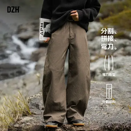 男士棕色裤子弯刀裤男款美式复古工装裤秋季户外伞兵裤徒步登山裤商品大图