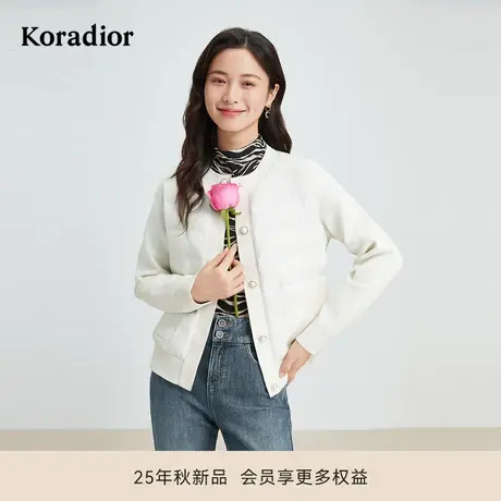 珂莱蒂尔秋季时尚90白鹅绒香风羽绒服女气质圆领短款轻薄外套商品大图