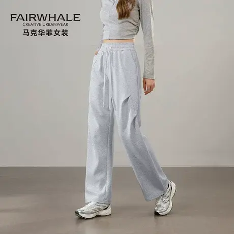 马克华菲伞兵运动裤女2025新款显瘦百搭高级感宽松休闲窄版阔腿裤商品大图