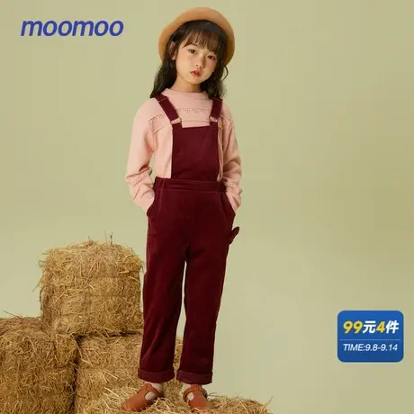 美特斯邦威童装女童背带裤春秋甜美时尚丝绒亲肤裤子耐皱休闲裤商品大图