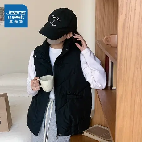 KY真维斯青少年女装秋冬季款时尚百搭间棉背心立领马甲外套商品大图