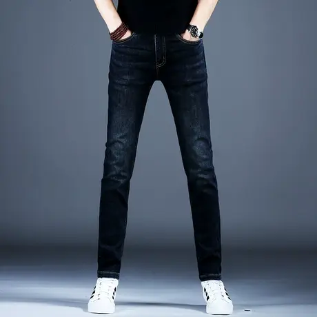 高档弹力直筒修身牛仔裤男款2023新款秋款小脚裤子潮流男休闲长裤商品大图