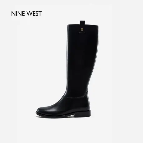 Nine West/玖熙酷飒真皮骑士靴女2023冬新款圆头高筒显瘦气质长靴商品大图