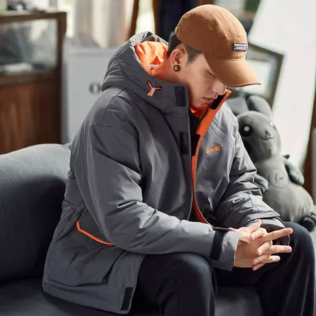 唐狮潮流时尚连帽棉衣男冬外套保暖加绒加厚棉服棉袄外套图片