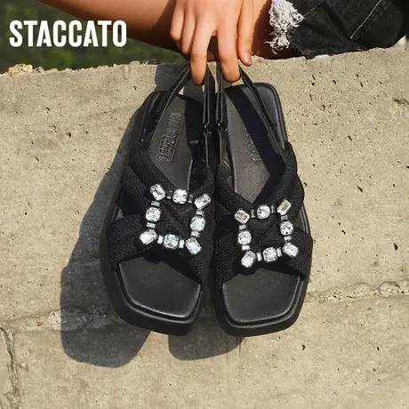 思加图新款甜酷凉鞋休闲凉鞋厚底沙滩鞋运动女鞋EKD02BL3商品大图