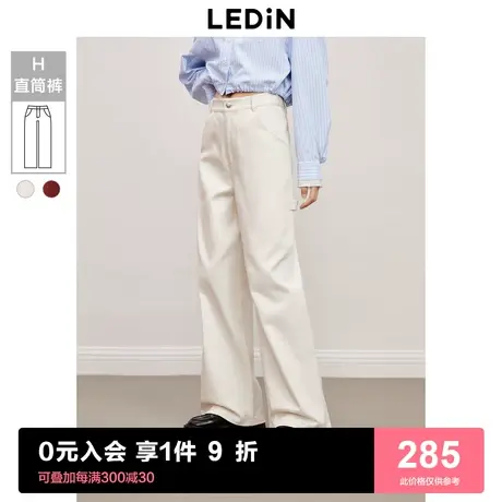 [预]乐町复古休闲直筒裤2023年冬季显瘦显高纯棉女时尚舒适画家裤商品大图