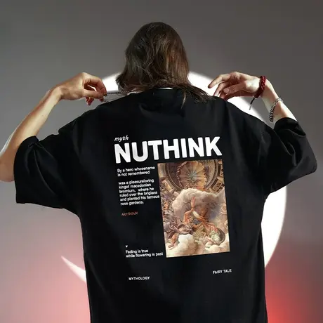 Nuthink国潮美式ins潮牌天使印花短袖T恤高街男oversize宽松夏季商品大图