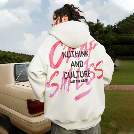 Nuthink美式街头发泡字母连帽卫衣潮牌男中性风高街宽松冬季外套商品大图