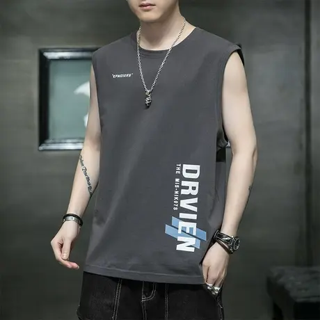 无袖t恤男士夏季潮牌薄款2025新款冰丝坎肩背心男吸汗篮球运动衫商品大图