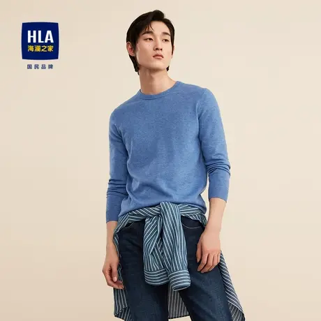 HLA/海澜之家中国心长袖宽松保暖针织衫秋冬款圆领刺绣时尚毛衣男图片