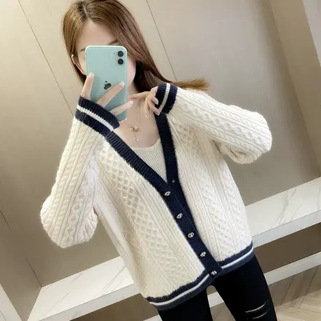 春秋季新款短款上衣洋气针织衫开衫女士宽松毛衣外套春秋小外搭商品大图