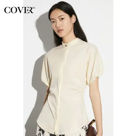 COVER夏季黑科技不易皱泡泡袖衬衫图片