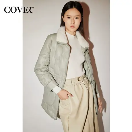 COVER冬季水貂毛领白鸭绒百搭皮羽绒图片