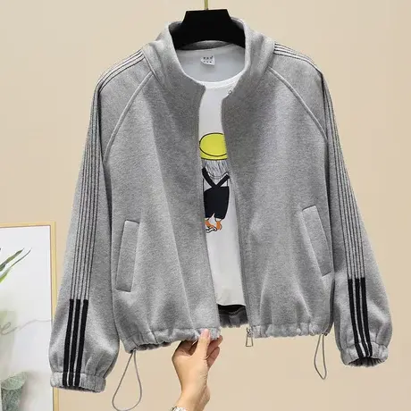 欧洲站2023春秋新款卫衣上衣欧货潮韩版长袖条纹运动风减龄外套潮图片