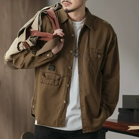 时尚百搭衬衫长袖男士赛络纺织造耐磨不起毛休闲春秋衬衣休闲男装商品大图