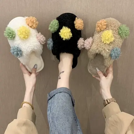 棉拖鞋女可爱少女心冬天家用室内毛绒保暖厚底拖鞋家居秋冬季棉拖商品大图