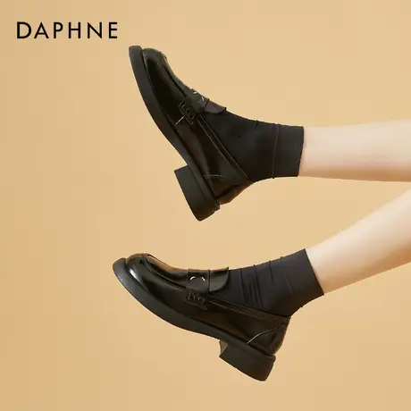 达芙妮英伦风小皮鞋女鞋软底软面2022新款夏季舒适轻巧一脚蹬女鞋商品大图