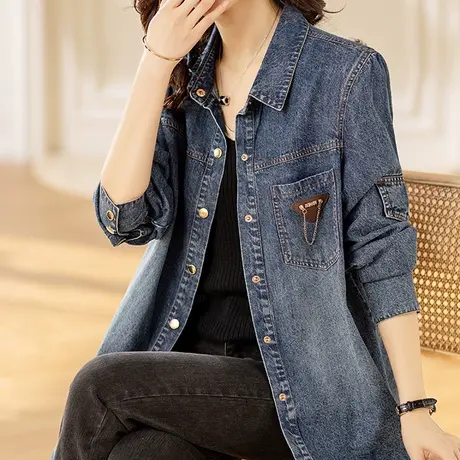 韩潮袭人时尚复古宽松中长款外套百搭休闲长袖开衫上衣图片