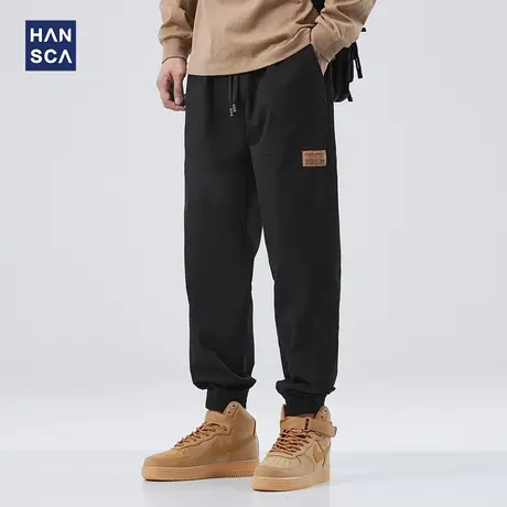 hansca秋季休闲裤男宽松新款日系潮牌束脚裤大码弹力青少年工装裤商品大图