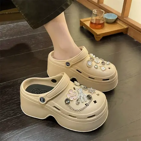 eva踩屎感包头拖鞋女夏外穿2024新款时尚防滑凉拖小个子厚底半拖商品大图