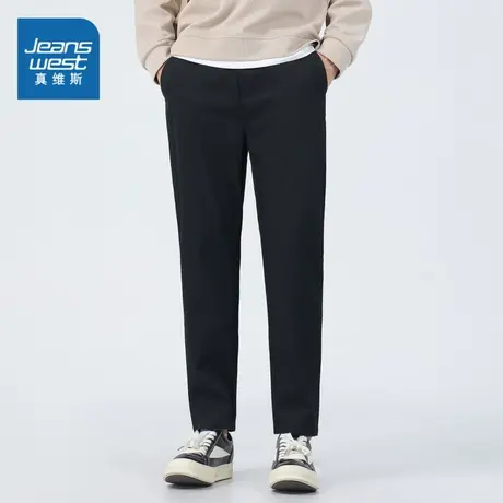 LG真维斯男装2024春季新款男式休闲纯色抽绳时尚舒适微弹休闲长裤商品大图