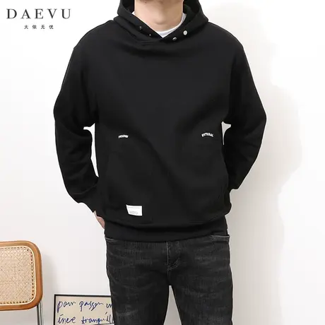 DAEVU春秋新款廓版落肩大号潮胖子加肥加大码男士连帽卫衣帽衫商品大图