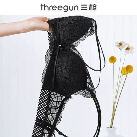 三枪女士内衣无痕透气小胸聚拢舒适无钢圈防下垂黑色性感文胸罩女商品大图