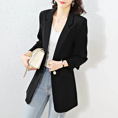 黑色西装外套女装春季2021新款韩版时尚显瘦气质优雅长袖西服外衣商品大图