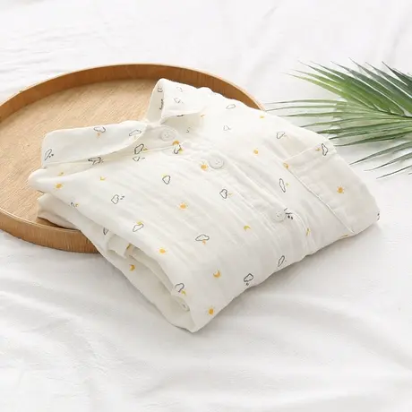 双层棉纱白衬衣女秋装新款文艺碎花全棉衬衫小清新宽松百搭打底衫图片