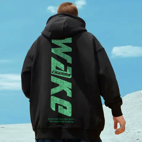 国潮oversize潮牌嘻哈hiphop大码连帽卫衣男宽松潮流加绒加厚外套商品大图