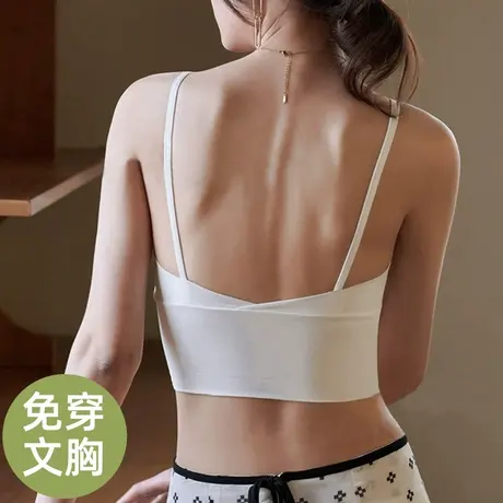 小吊带背心女内搭带胸垫美背文胸一体内衣打底外穿白色抹胸上衣夏图片