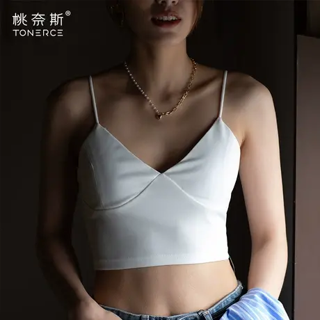 小吊带背心女夏外穿打底上衣潮黑白色西装内搭带胸垫抹胸美背内衣图片