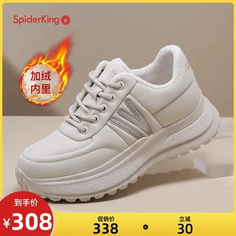蜘蛛王女鞋加绒新款冬季保暖圆头百搭时尚休闲鞋女款厚底运动潮鞋商品大图