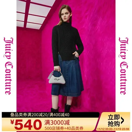 Juicy Couture橘滋秋女2023年新款摩登格调logo双拉链开衩摆毛衣图片