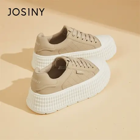 Josiny/卓诗尼休闲板鞋小白鞋女款2024新款春季百搭厚底运动女鞋商品大图