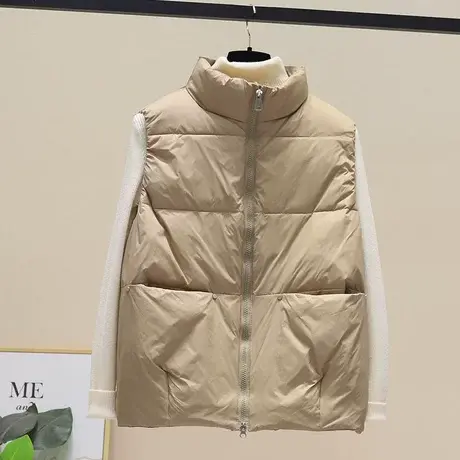 羽绒棉马甲女秋冬外穿立领短款无袖棉衣2023新款外搭时尚马夹背心商品大图