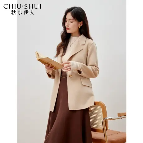 秋水伊人商场同款气质通勤毛呢外套2022年冬季新款女装显瘦外套图片