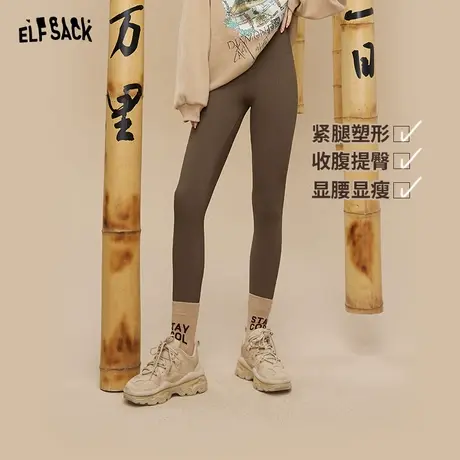 妖精的口袋弹力外穿打底裤女2023秋季新款高腰显瘦黑色紧身裤子潮图片
