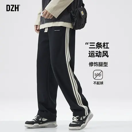 男士直筒运动裤男春季2025新款美式三条杠裤子宽松休闲裤痞帅卫裤图片